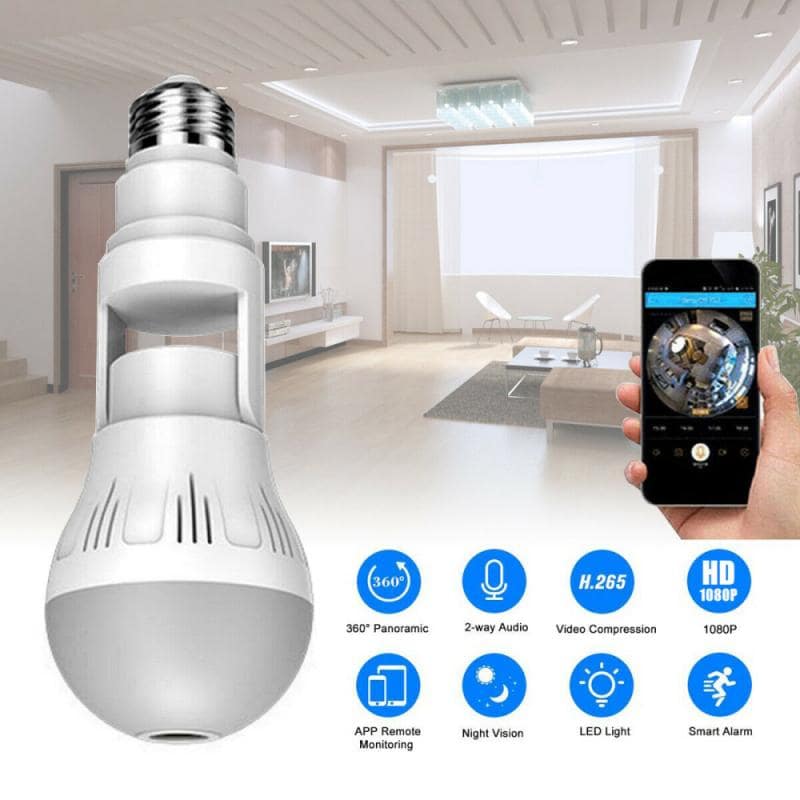360° Panoramic Hidden Light Bulb Wifi Camera - Dkakashop