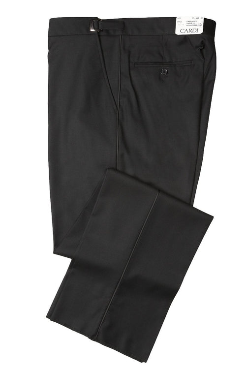 "Anthony" Black Vitale Barberis Italian Wool Tuxedo Pants - Dkakashop