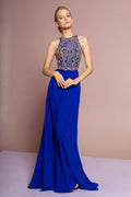 Jewel and Bead Embellished Long Dress with Back Cut Out - Dkakashop